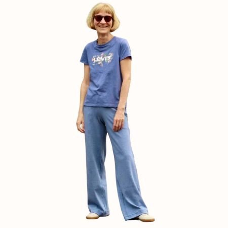 Bio Jacquard Stoffhose Blau