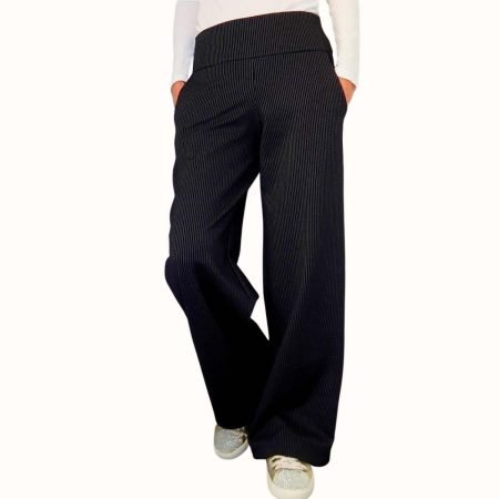 Stoffhose Nadelstreifen Schwarz