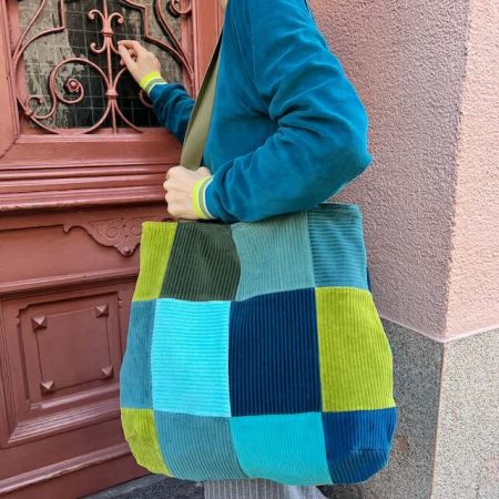 Patchwork Tasche aus Cord Grün Türkis