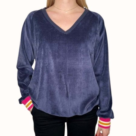 Nicki Sweatshirt Dunkelblau mit V-Ausschnitt