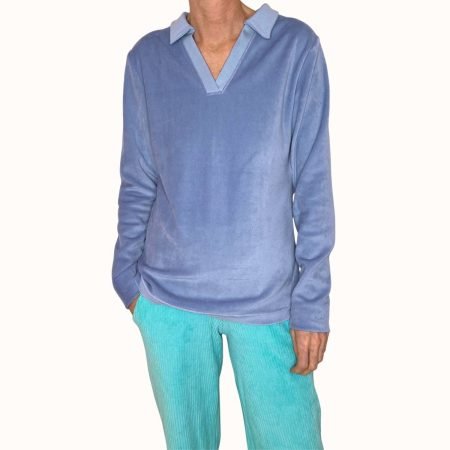 Nicki Poloshirt Langarm Jeansblau